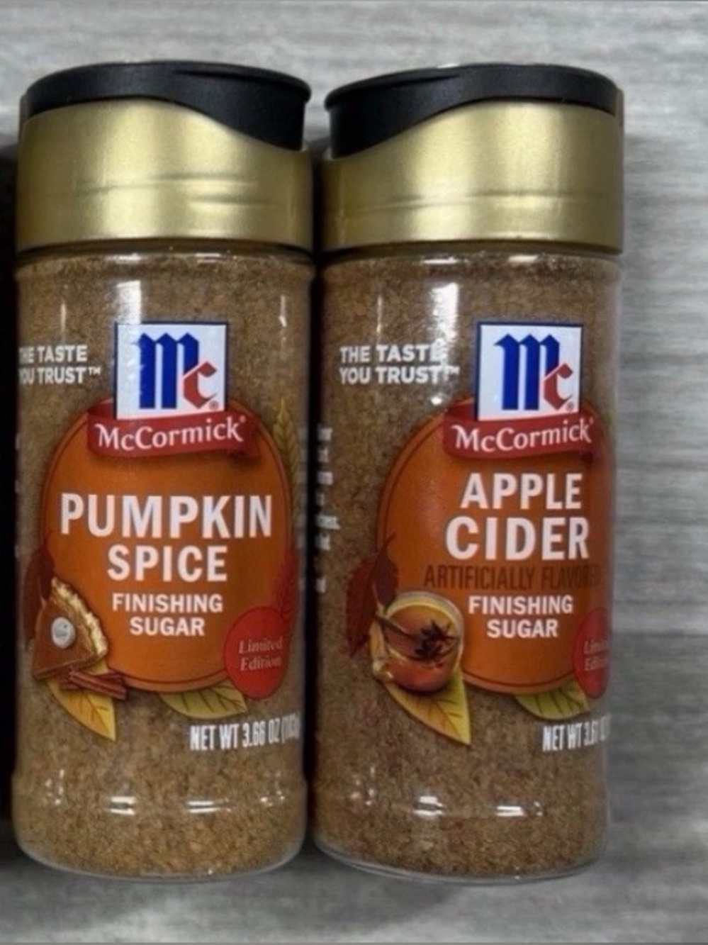 McCormick fall finishing sugars bundle of 2 pumpkin Spice Apple Cidar new